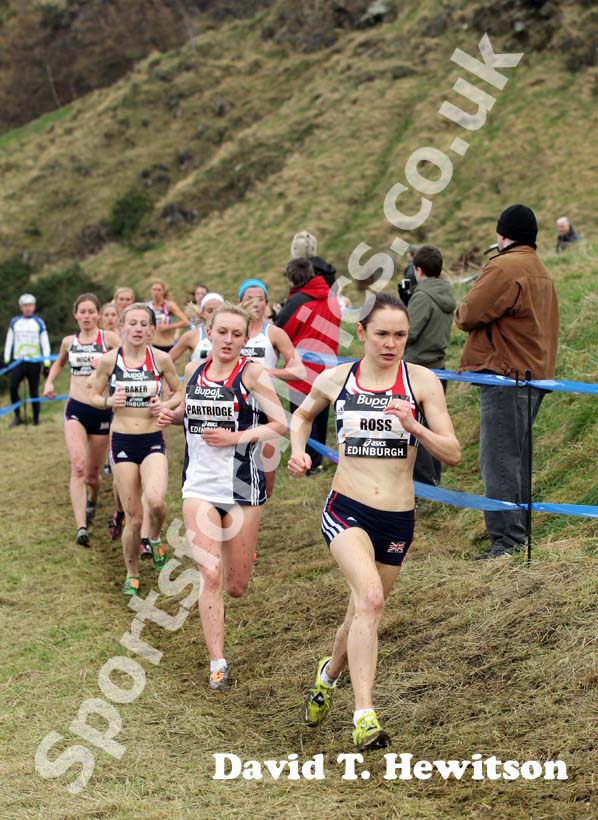 Freya Ross (GB) and Lily Partridge during the Senior Womens BUPA Great Edinburgh Cross country.